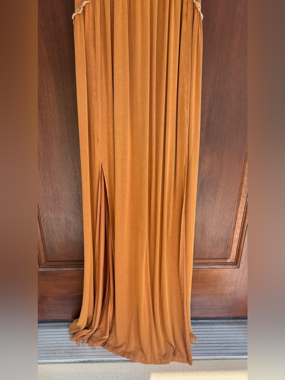 Women’s Maxi Dress in Mustard with Lace Trim - Picture 3 of 8